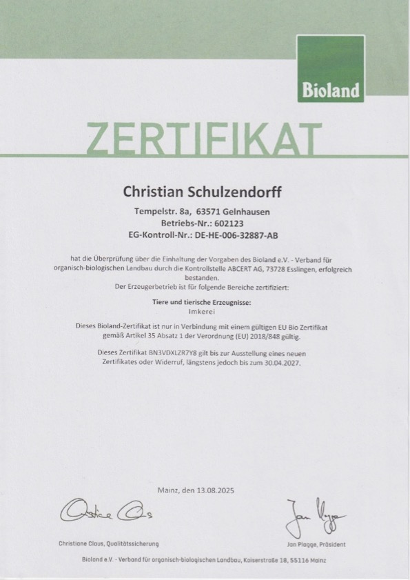 Bioland-Zertifikat